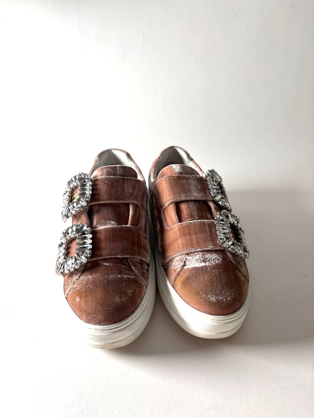Roger Vivier Pink Velvet Buckle Sneakers
